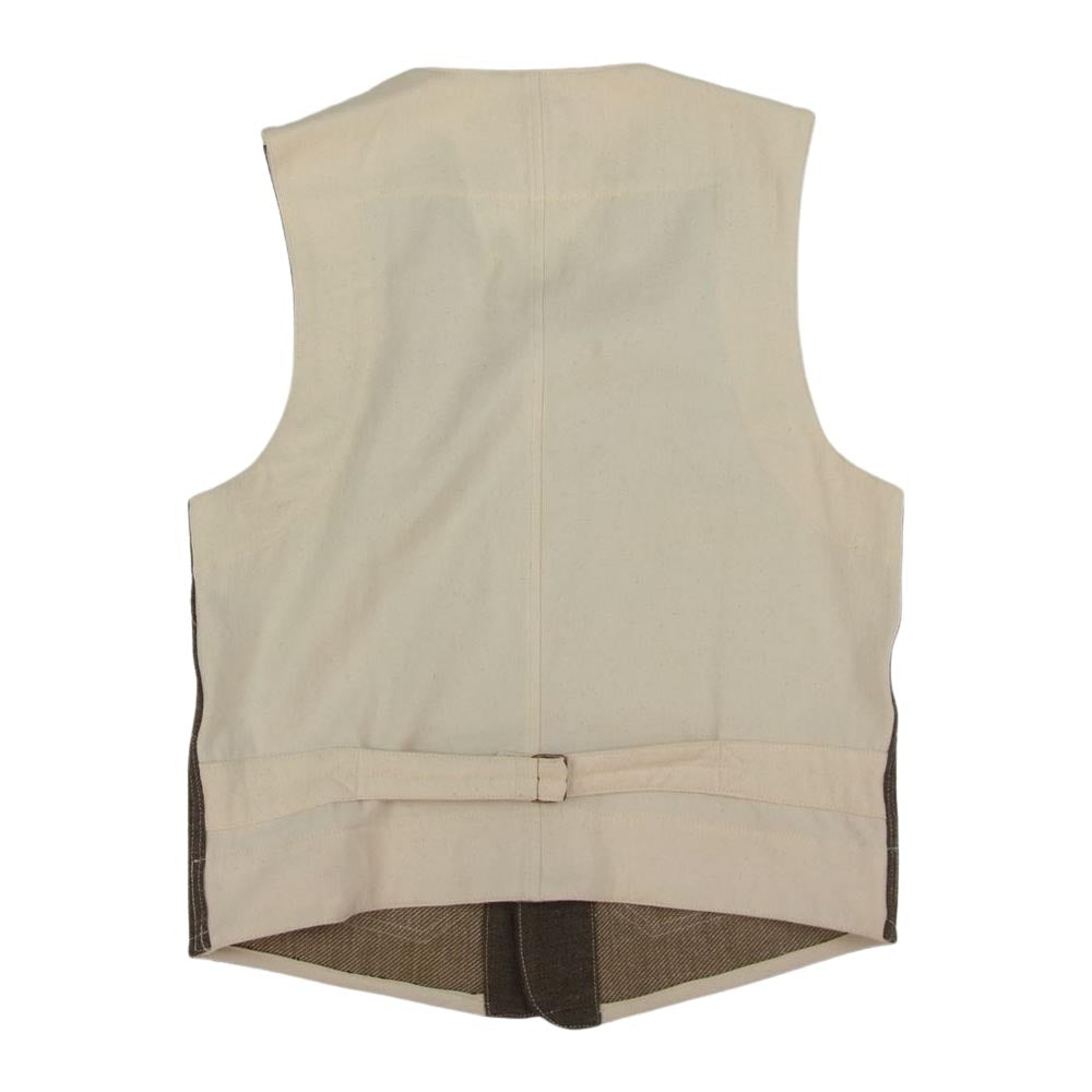 BONCOURA ボンクラ WORK GILET ワーク ジレ ベスト オフホワイト系 ブラウン系 38【中古】