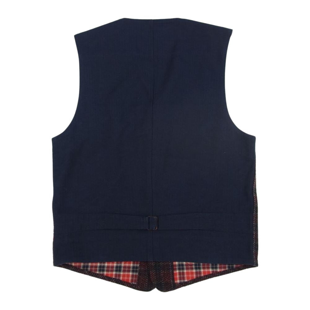 BONCOURA ボンクラ WORK GILET INDIGO RED CHECK ワーク ジレ ベスト ネイビー系 38【中古】