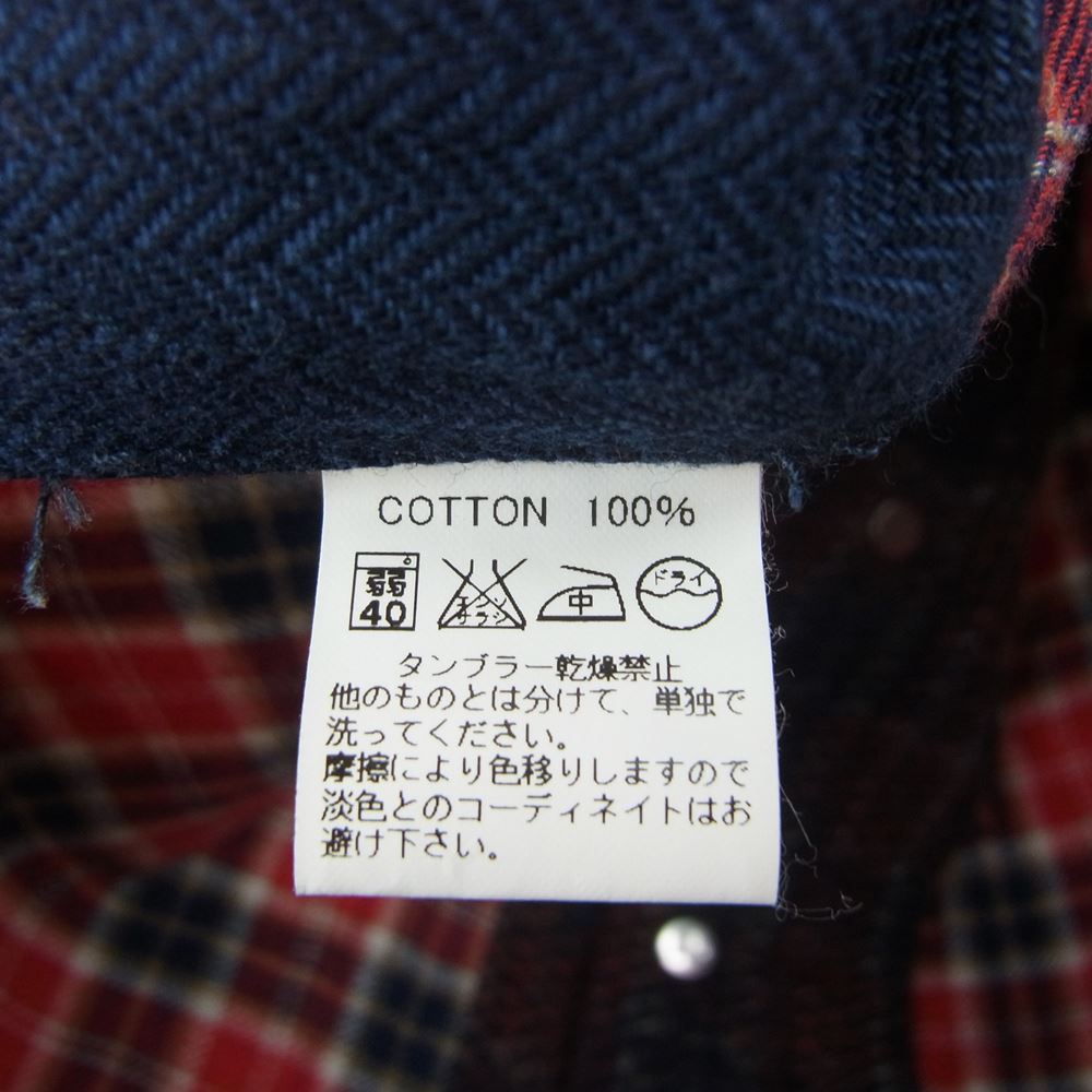 BONCOURA ボンクラ WORK GILET INDIGO RED CHECK ワーク ジレ ベスト ネイビー系 38【中古】