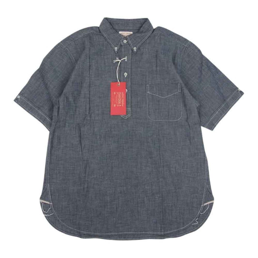 BONCOURA ボンクラ プルオーバ― 半袖 シャンブレー BD シャツ ブラック系 38【新古品】【未使用】【中古】