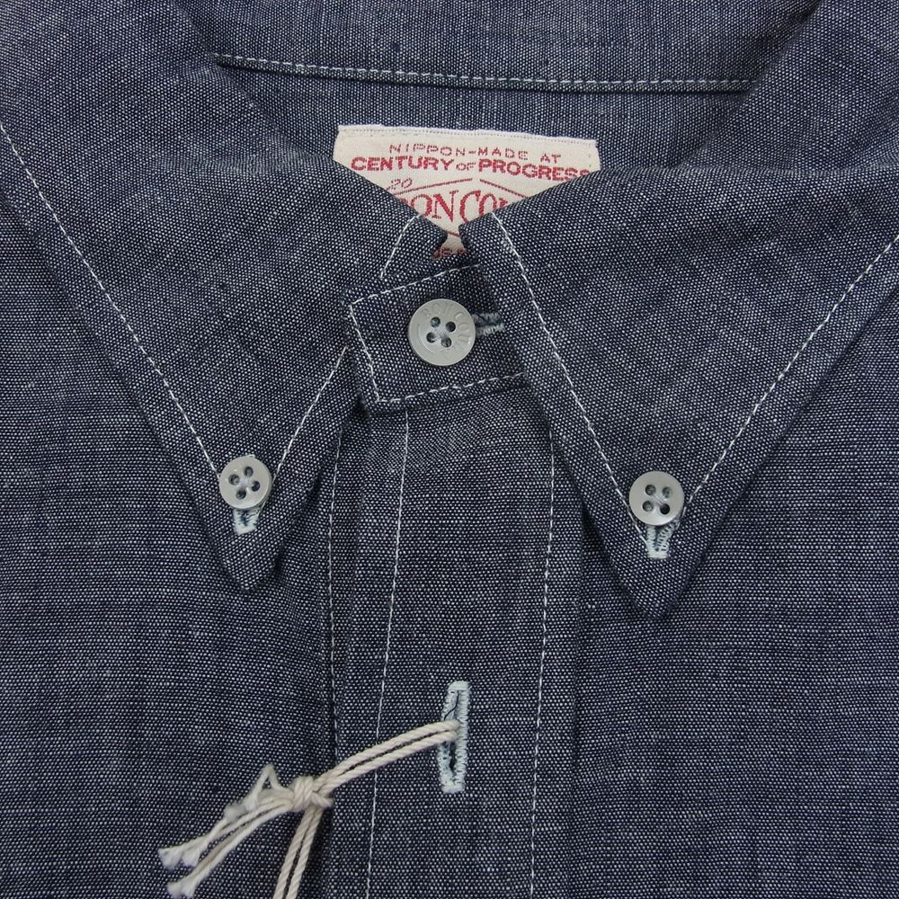 BONCOURA ボンクラ プルオーバ― 半袖 シャンブレー BD シャツ ブラック系 38【新古品】【未使用】【中古】