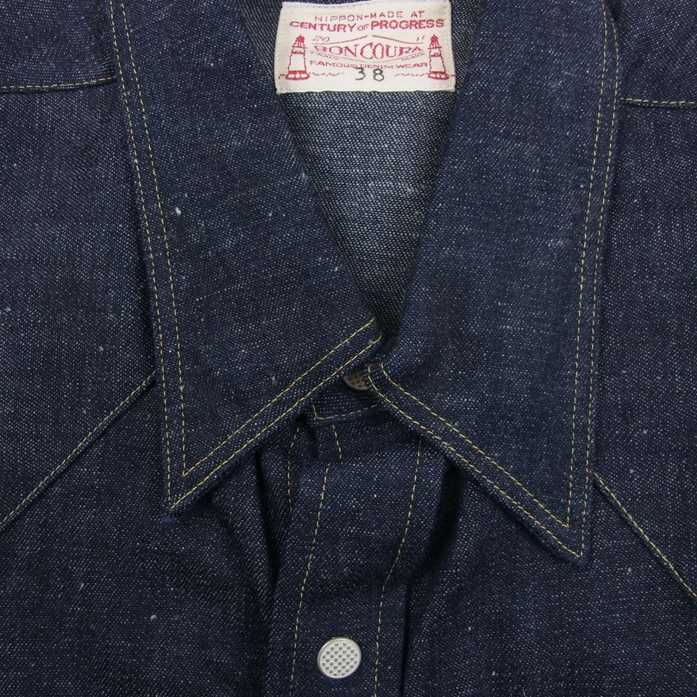 BONCOURA ボンクラ デニム ウエスタン シャツ インディゴブルー系 38【極上美品】【中古】