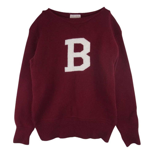 BONCOURA ボンクラ B セーター エルボーパッチ ニット エンジ系 38【中古】