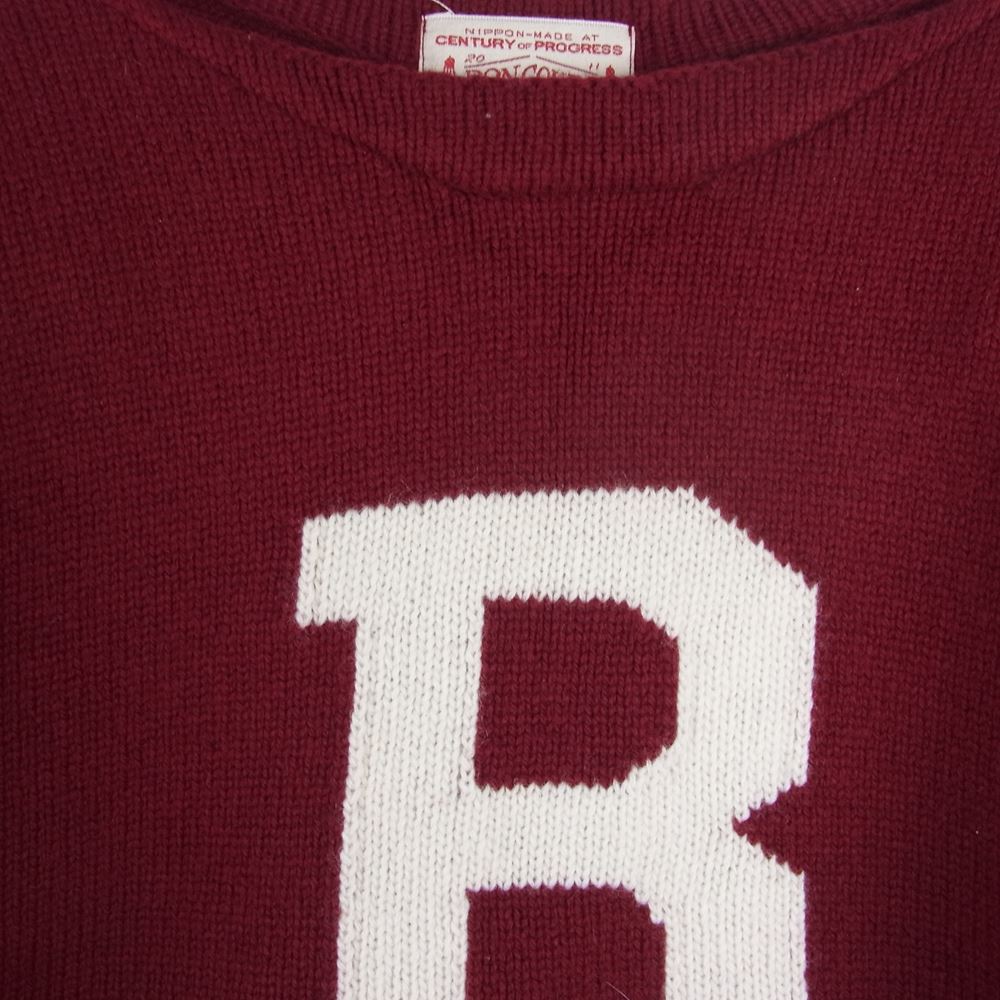BONCOURA ボンクラ B セーター エルボーパッチ ニット エンジ系 38【中古】