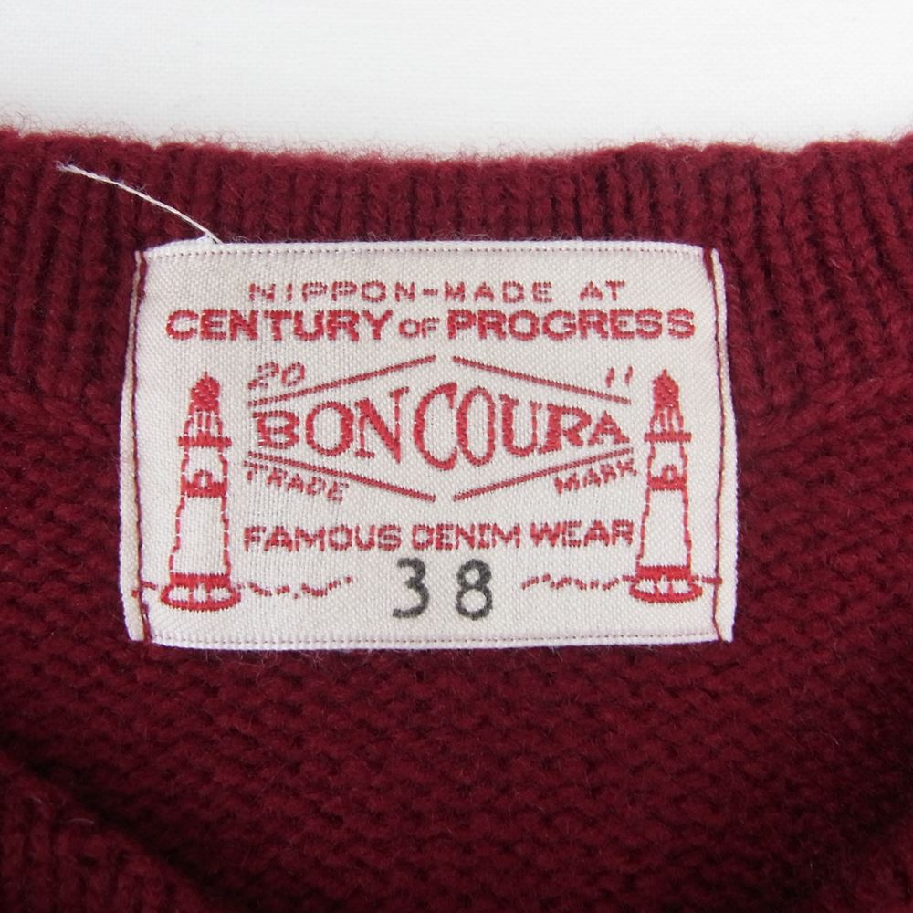 BONCOURA ボンクラ B セーター エルボーパッチ ニット エンジ系 38【中古】