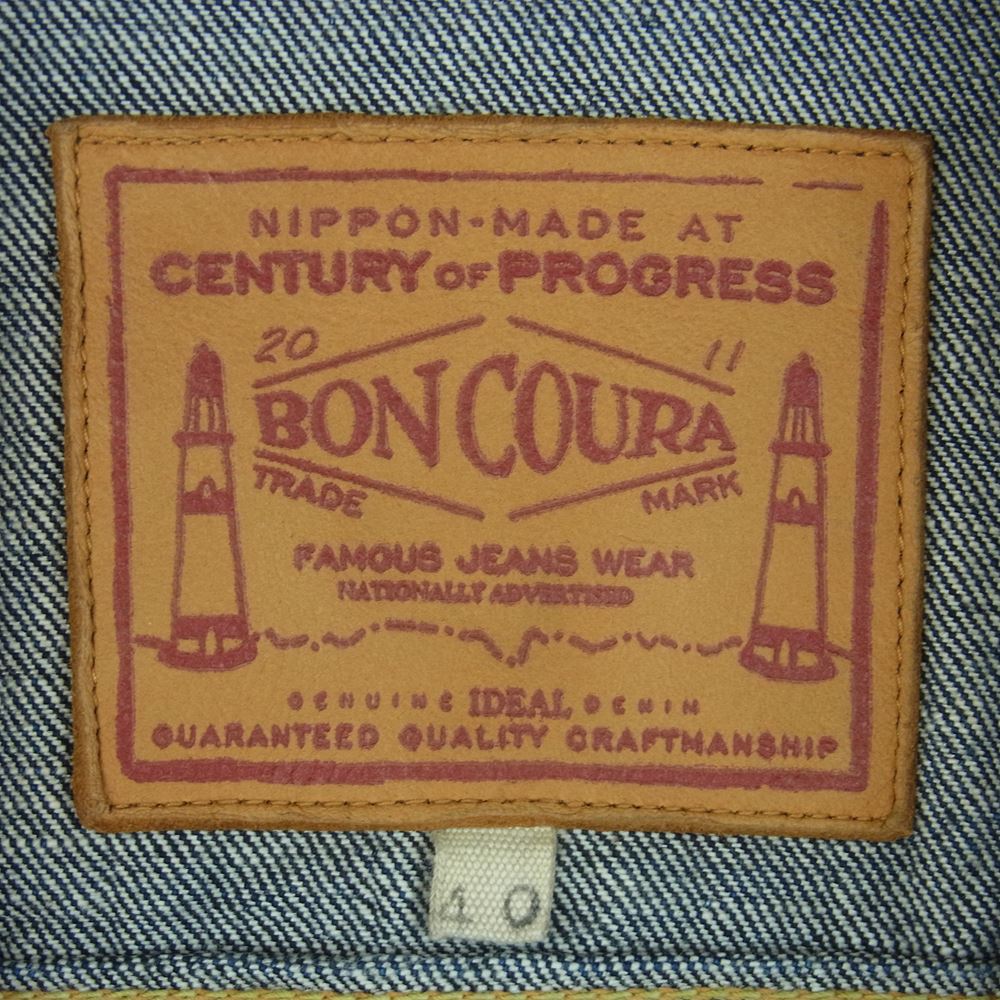 BONCOURA ボンクラ 3rd Denim Jacket Gジャン 長袖 デニム ジャケット コットン 日本製 インディゴブルー系 40【中古】