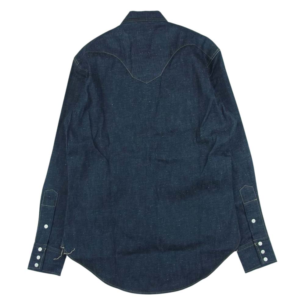 BONCOURA ボンクラ 長袖 デニム ウエスタン シャツ コットン 日本製 インディゴブルー系 38【新古品】【未使用】【中古】