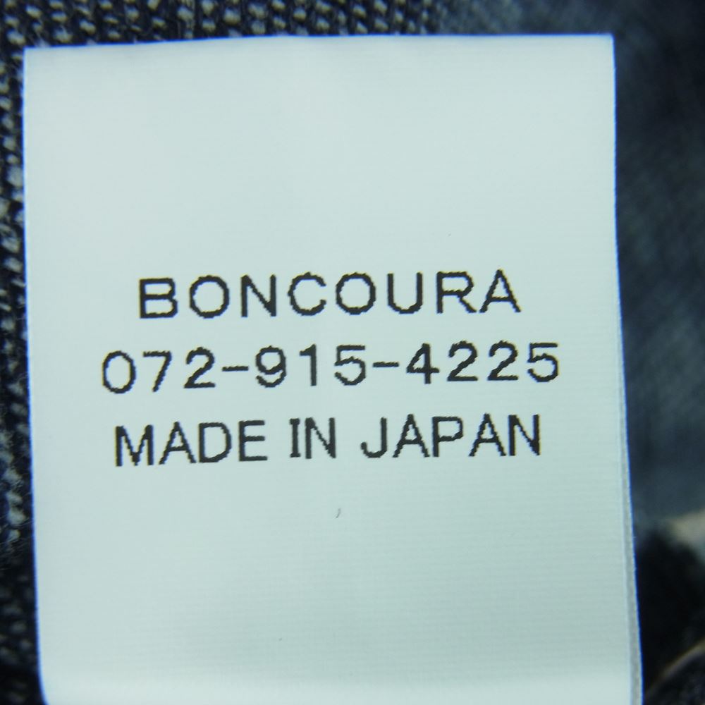 BONCOURA ボンクラ 長袖 デニム ウエスタン シャツ コットン 日本製 インディゴブルー系 38【新古品】【未使用】【中古】