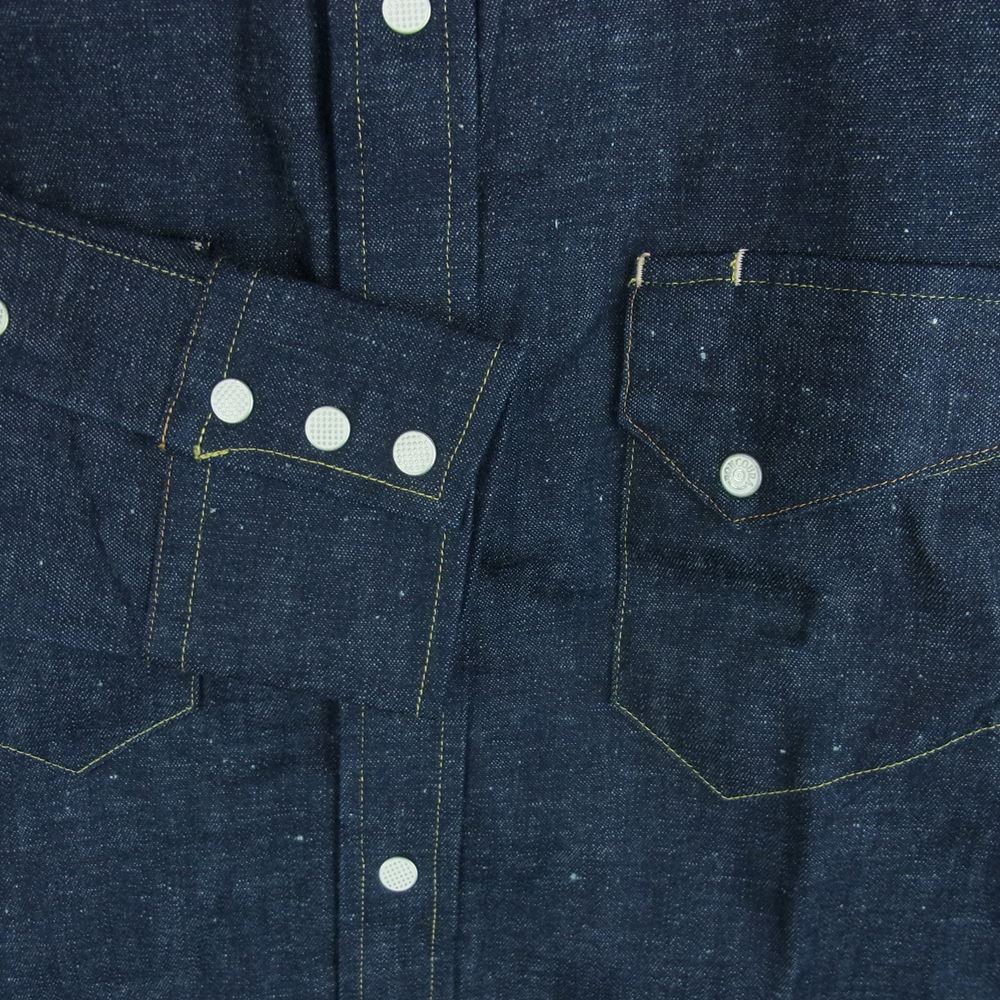 BONCOURA ボンクラ 長袖 デニム ウエスタン シャツ コットン 日本製 インディゴブルー系 38【新古品】【未使用】【中古】