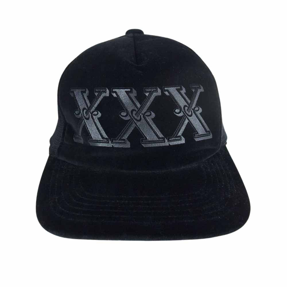 HYSTERIC GLAMOUR ヒステリックグラマー XXX ベロア メッシュ キャップ CAP ブラック系 F【中古】