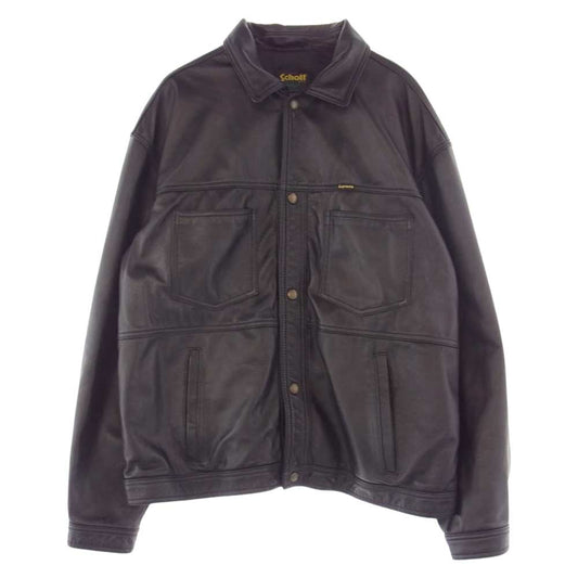 Supreme シュプリーム 22SS Schott Leather Work Jacket ショット レザー ワーク ジャケット ブラック系 L【新古品】【未使用】【中古】