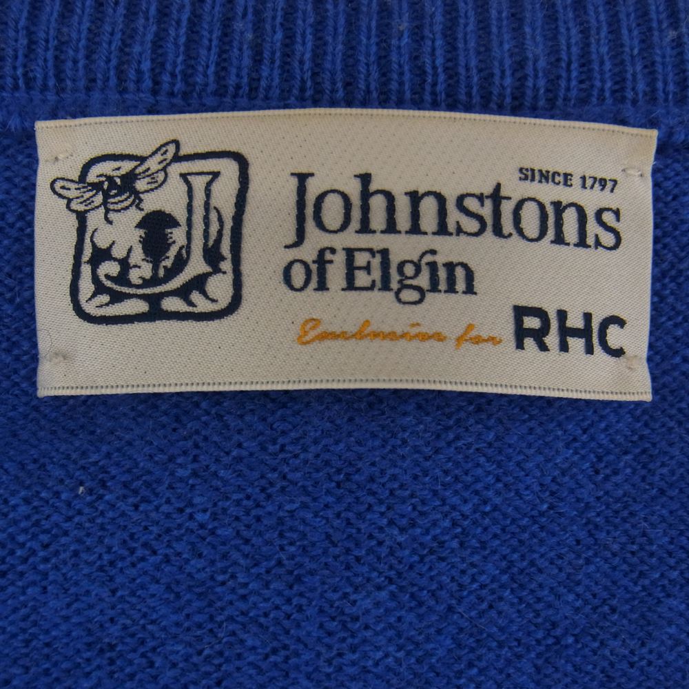 ジョンストンズオブエルガン × RHC ロンハーマン カシミア クルーネック ニット セーター ブルー ブルー系 L【中古】