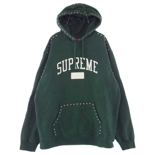 Supreme シュプリーム 18AW Studded Hooded Sweatshirt スタッズ フーデッド スウェット プルオーバー パーカー グリーン系【中古】