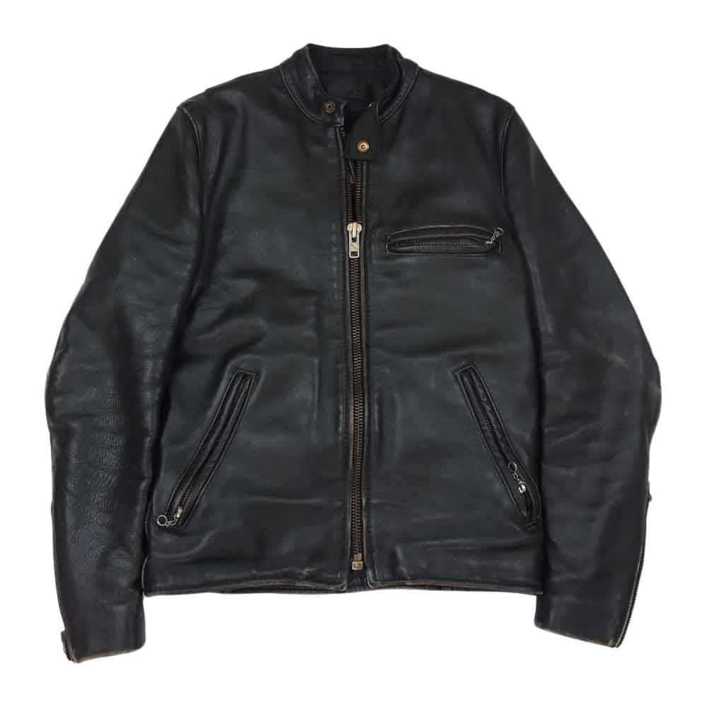 VANSON バンソン typeB シングル レザー ライダース ライナー付き ブラック系 34【中古】