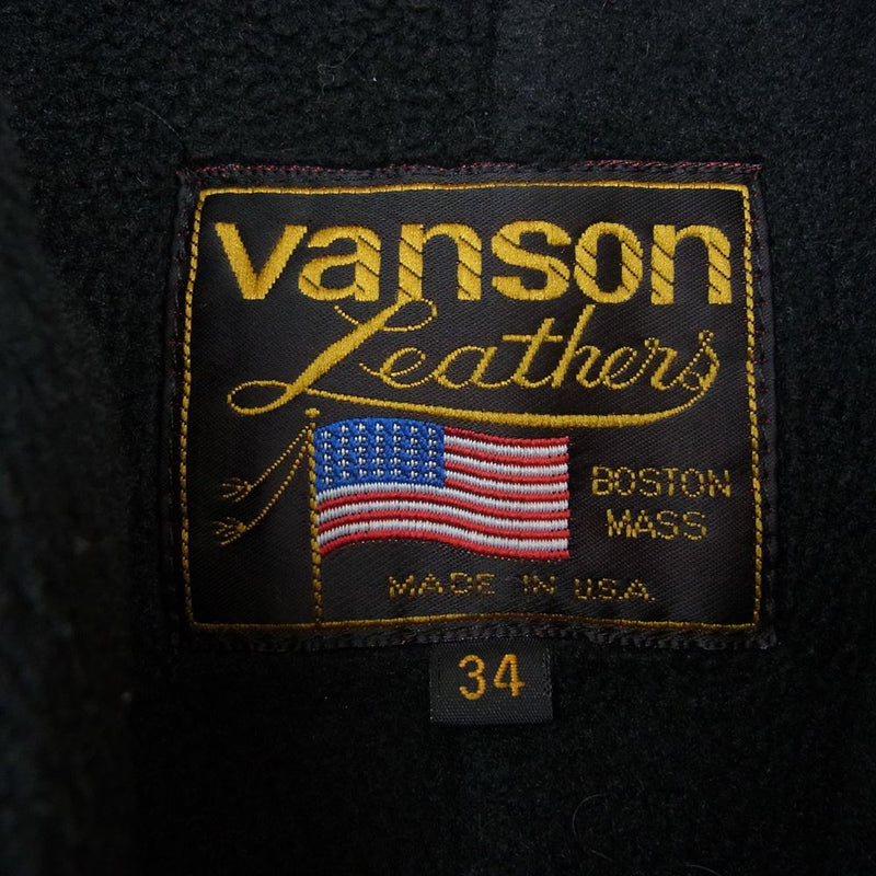 VANSON バンソン typeB シングル レザー ライダース ライナー付き ブラック系 34【中古】