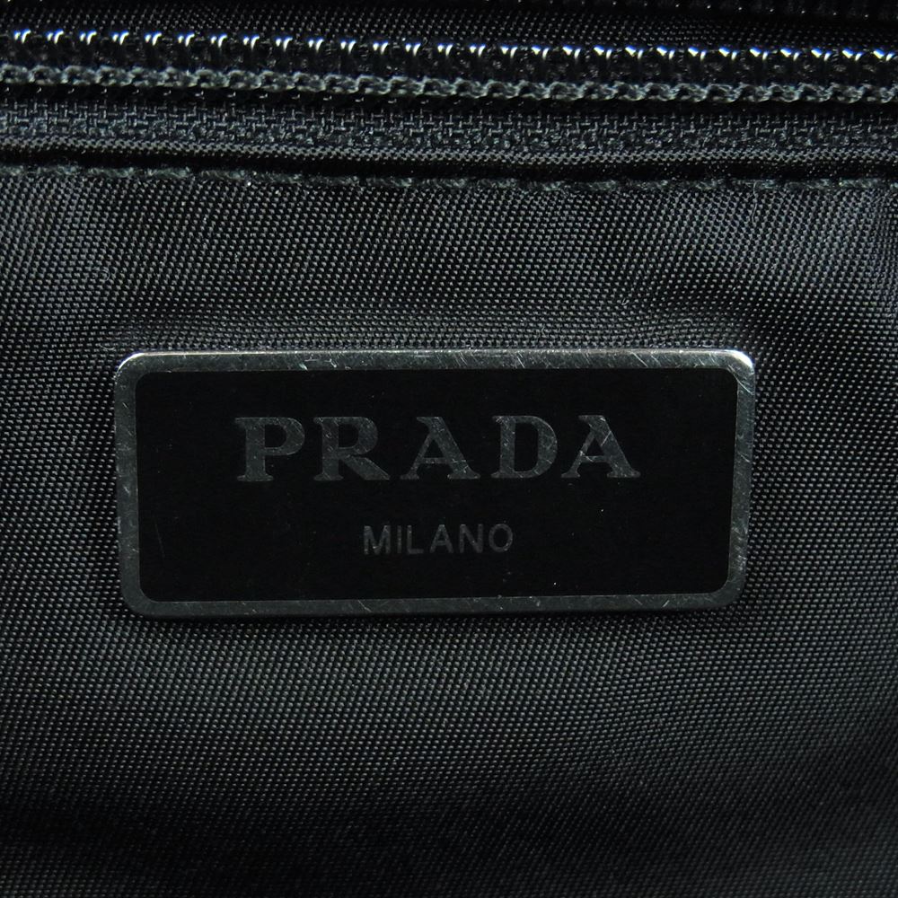 PRADA プラダ ロゴプレート ナイロン ウエスト ポーチ バッグ ブラック系【中古】