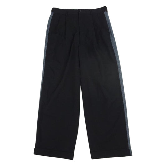 COMME des GARCONS HOMME コムデギャルソンオム AD1995 ヴィンテージ サイド ウール ライン パンツ  ブラック系 L【中古】