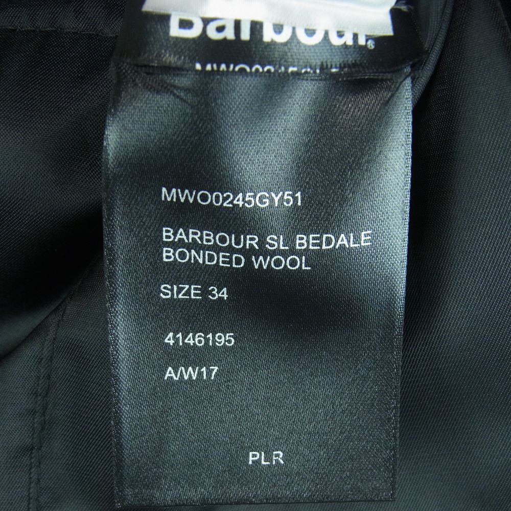 Barbour バブアー 1702398 国内正規品 SL BEDALE BONDED WOOL ビデイル ウール ジャケット グレー系 34【中古】
