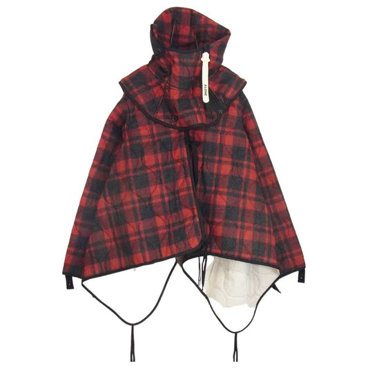 マウンテンリサーチ Quilting JKT キルティング チェック ポンチョ ジャケット レッド系 サイズ表記無【中古】