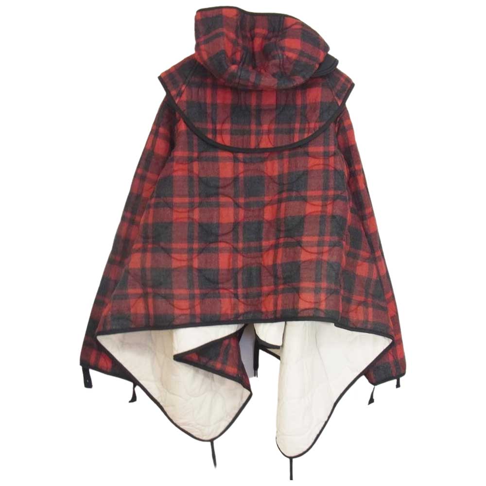 マウンテンリサーチ Quilting JKT キルティング チェック ポンチョ ジャケット レッド系 サイズ表記無【中古】