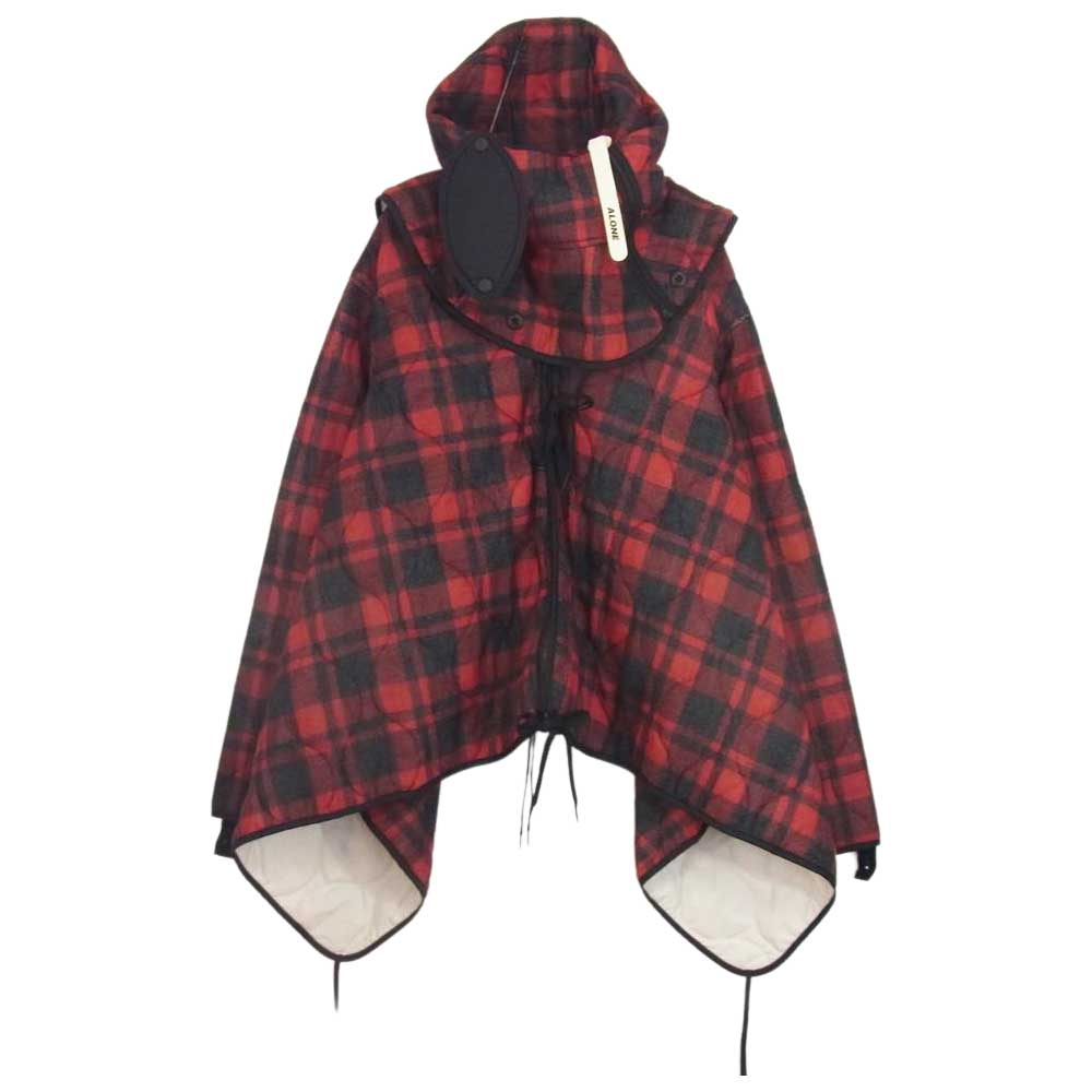 マウンテンリサーチ Quilting JKT キルティング チェック ポンチョ ジャケット レッド系 サイズ表記無【極上美品】【中古】