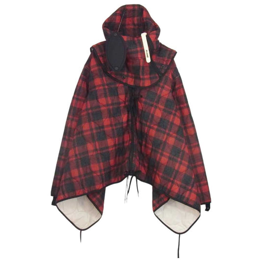 マウンテンリサーチ Quilting JKT キルティング チェック ポンチョ ジャケット レッド系 サイズ表記無【極上美品】【中古】