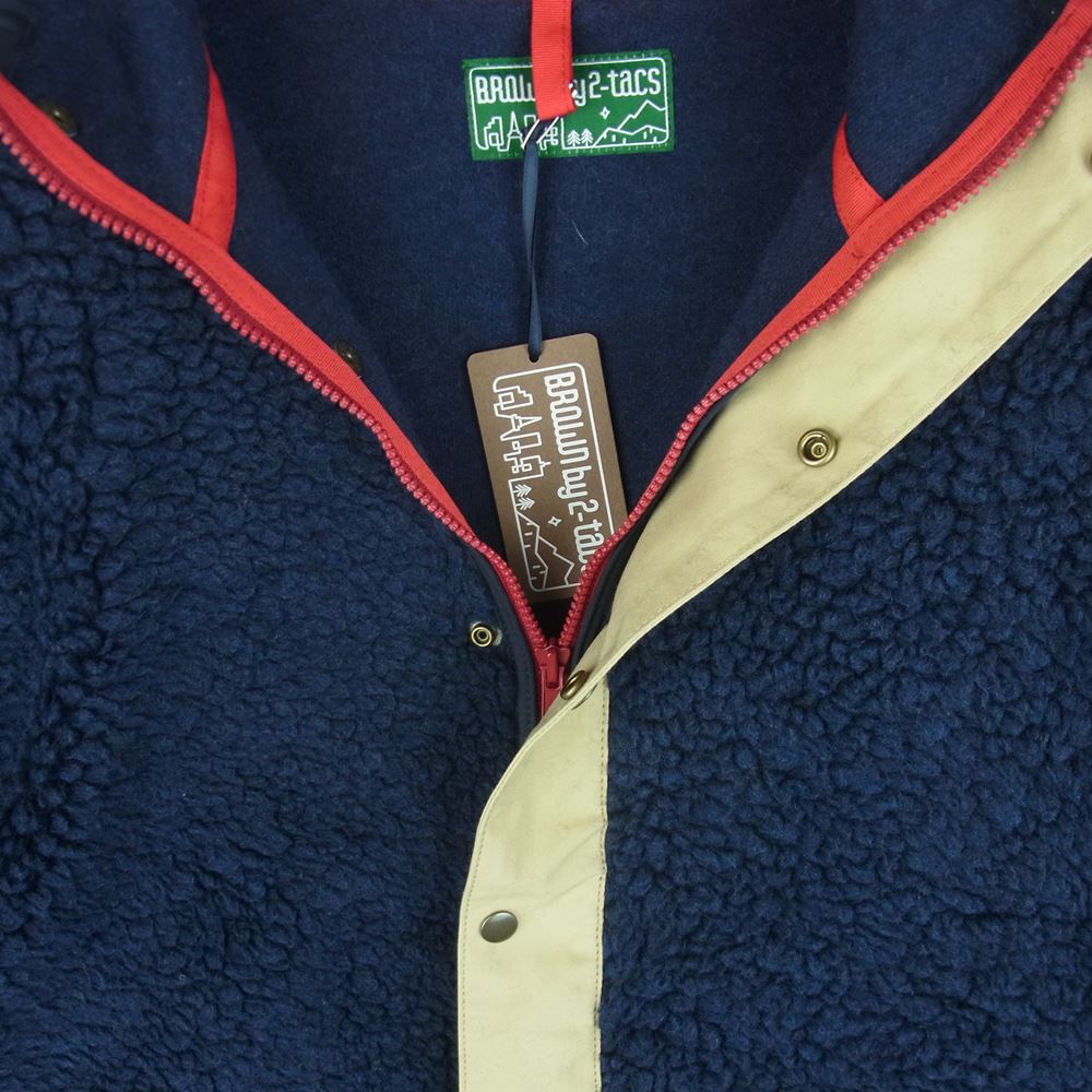 ブラウンバイツータックス B24-RA001 Mixed wool pile fleece ウール フリース ジャケット ネイビー系 L【新古品】【未使用】【中古】