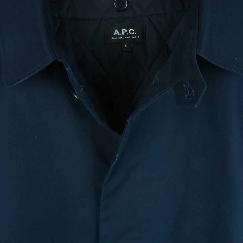 A.P.C. アーペーセー ステンカラー コート キルティング ライナー付 中国製 ダークネイビー系 S【中古】