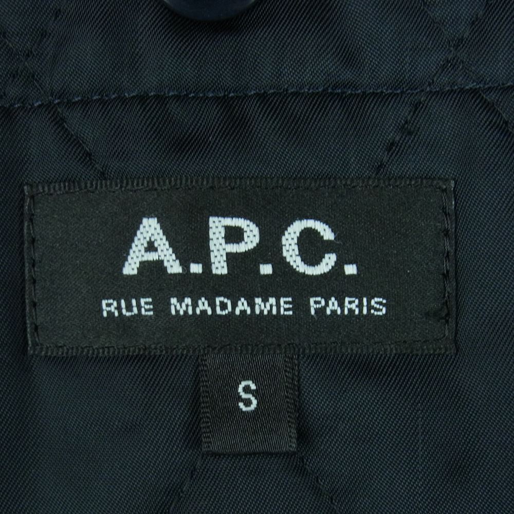 A.P.C. アーペーセー ステンカラー コート キルティング ライナー付 中国製 ダークネイビー系 S【中古】