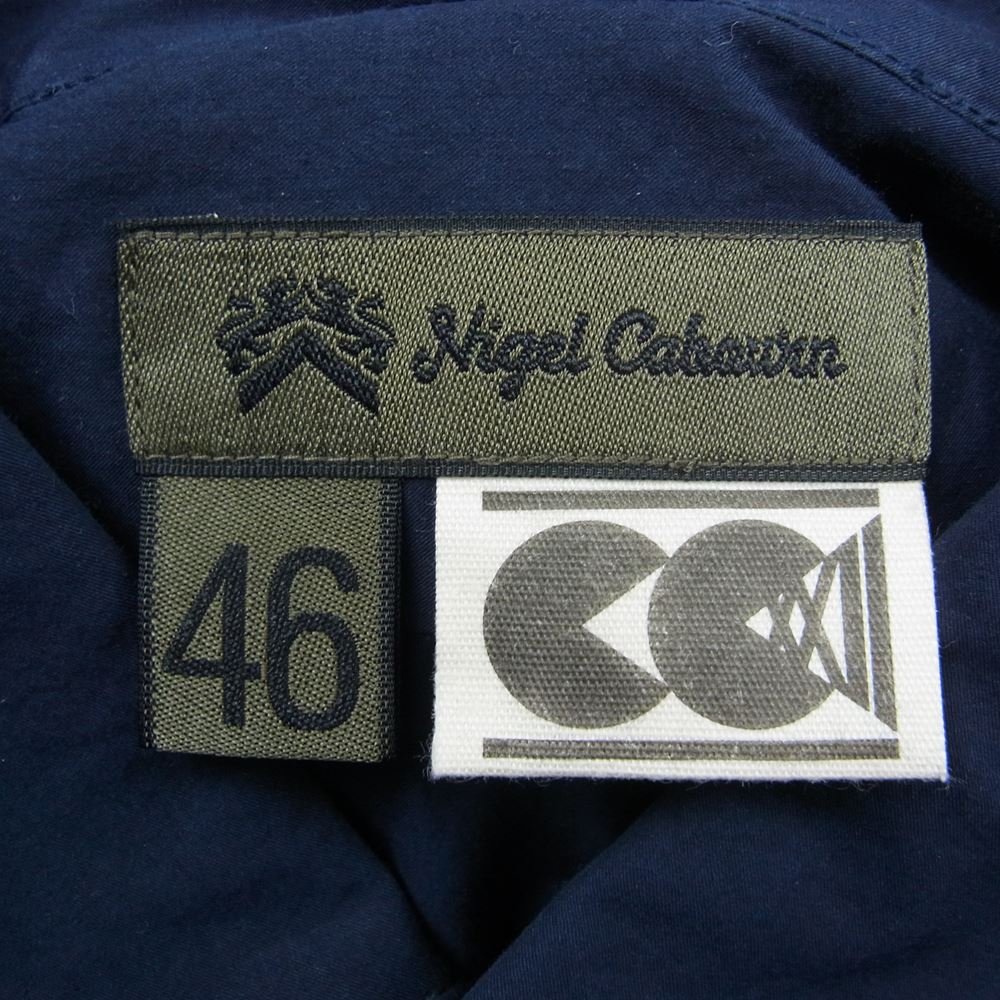 Nigel Cabourn ナイジェルケーボン 襟着脱可能 コットン シャツ ブラウス 長袖 ネイビー系 46【美品】【中古】