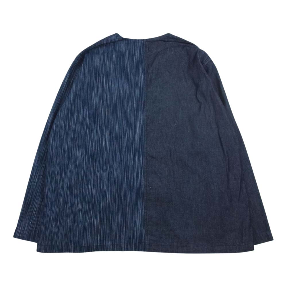 POST OVERALLS ポストオーバーオールズ 3109C-XX POST Chinois DV denim x ikat combo indigo チャイナ ジャケット インディゴブルー系 L【中古】