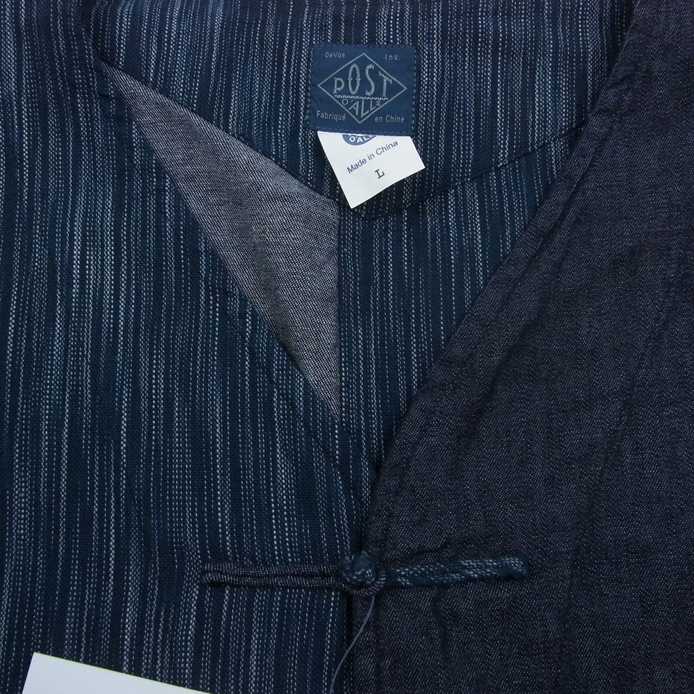 POST OVERALLS ポストオーバーオールズ 3109C-XX POST Chinois DV denim x ikat combo indigo チャイナ ジャケット インディゴブルー系 L【中古】