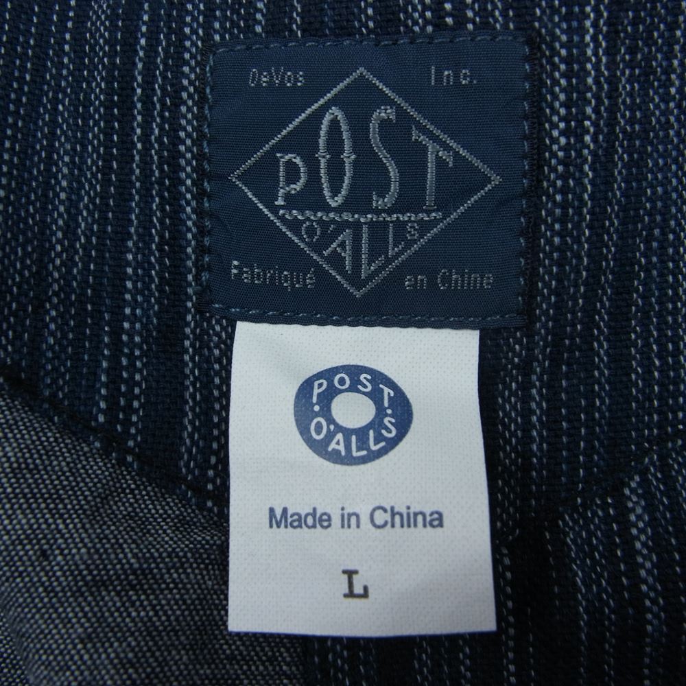 POST OVERALLS ポストオーバーオールズ 3109C-XX POST Chinois DV denim x ikat combo indigo チャイナ ジャケット インディゴブルー系 L【中古】