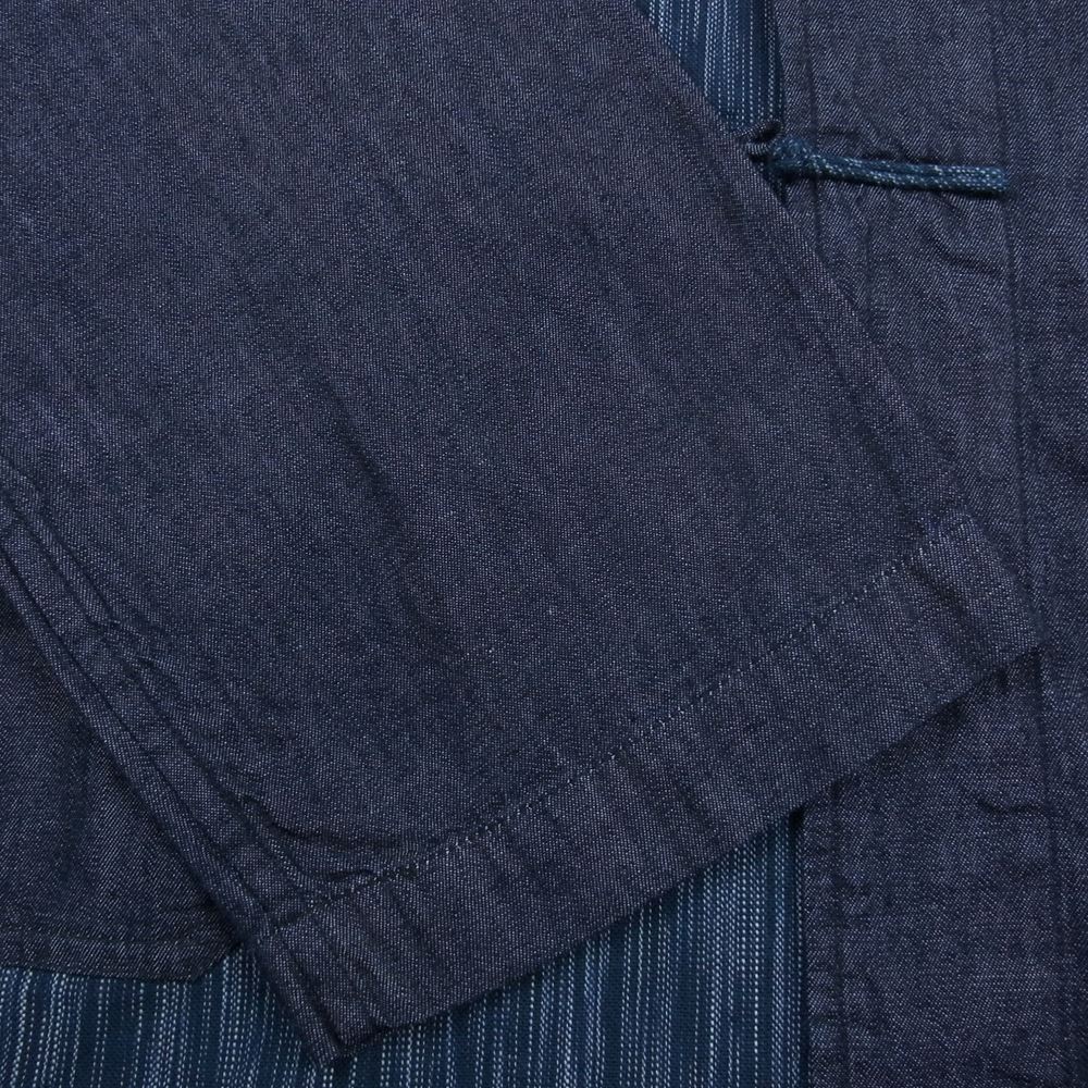 POST OVERALLS ポストオーバーオールズ 3109C-XX POST Chinois DV denim x ikat combo indigo チャイナ ジャケット インディゴブルー系 L【中古】