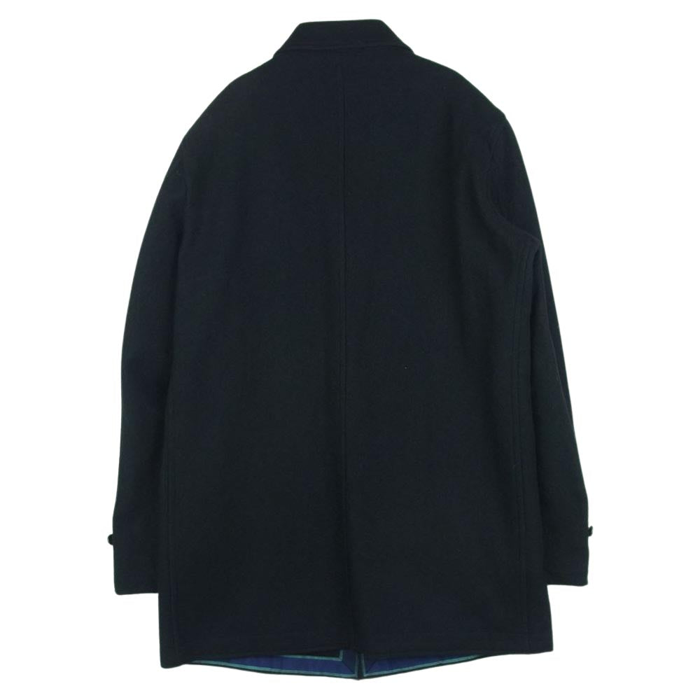 COMME des GARCONS HOMME コムデギャルソンオム AD2001 HD-J080 01年製 前立て裏テープパイピング ウール縮絨 ステンカラーコート ブラック系 M【中古】