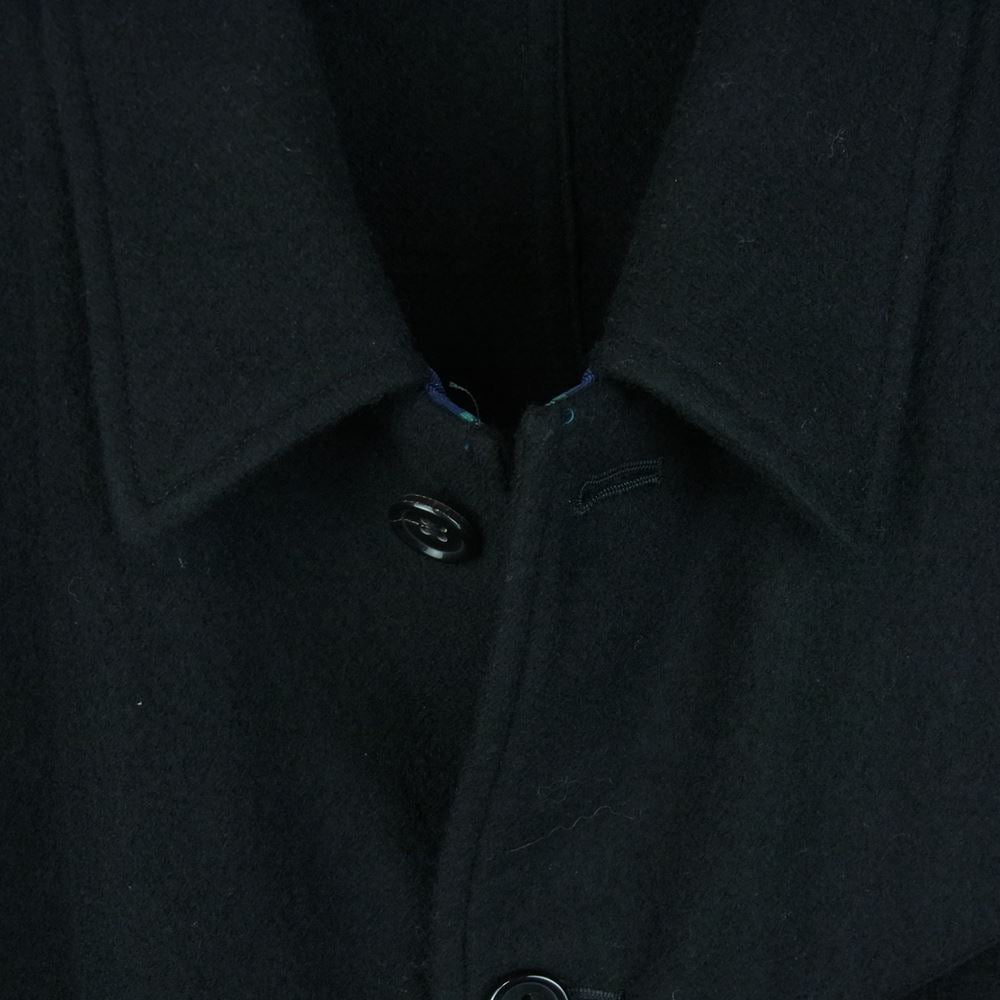 COMME des GARCONS HOMME コムデギャルソンオム AD2001 HD-J080 01年製 前立て裏テープパイピング ウール縮絨 ステンカラーコート ブラック系 M【中古】