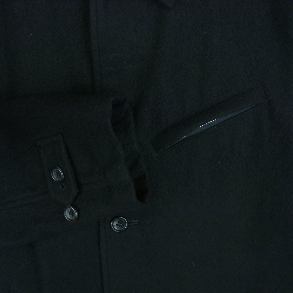 COMME des GARCONS HOMME コムデギャルソンオム AD2001 HD-J080 01年製 前立て裏テープパイピング ウール縮絨 ステンカラーコート ブラック系 M【中古】