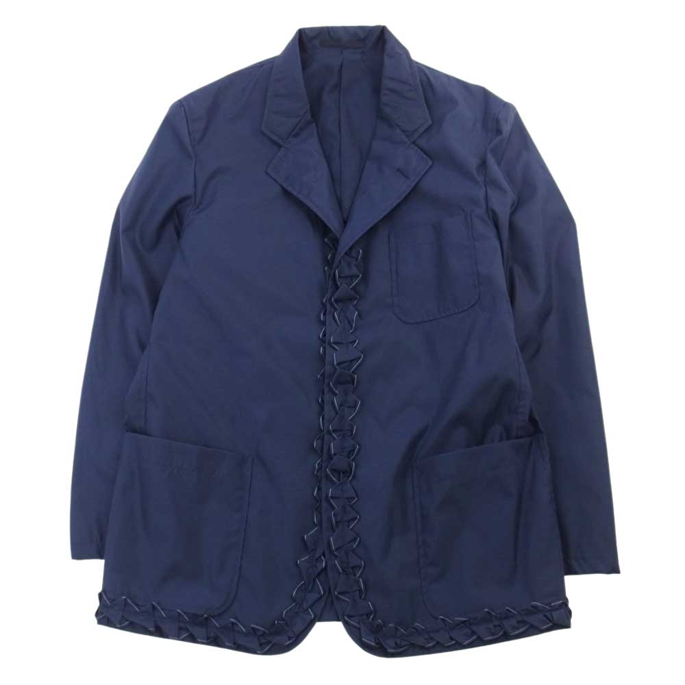 COMME des GARCONS HOMME コムデギャルソンオム 99年製 ナイロン フリル セットアップ ジャケット パンツ ネイビー系 S【中古】