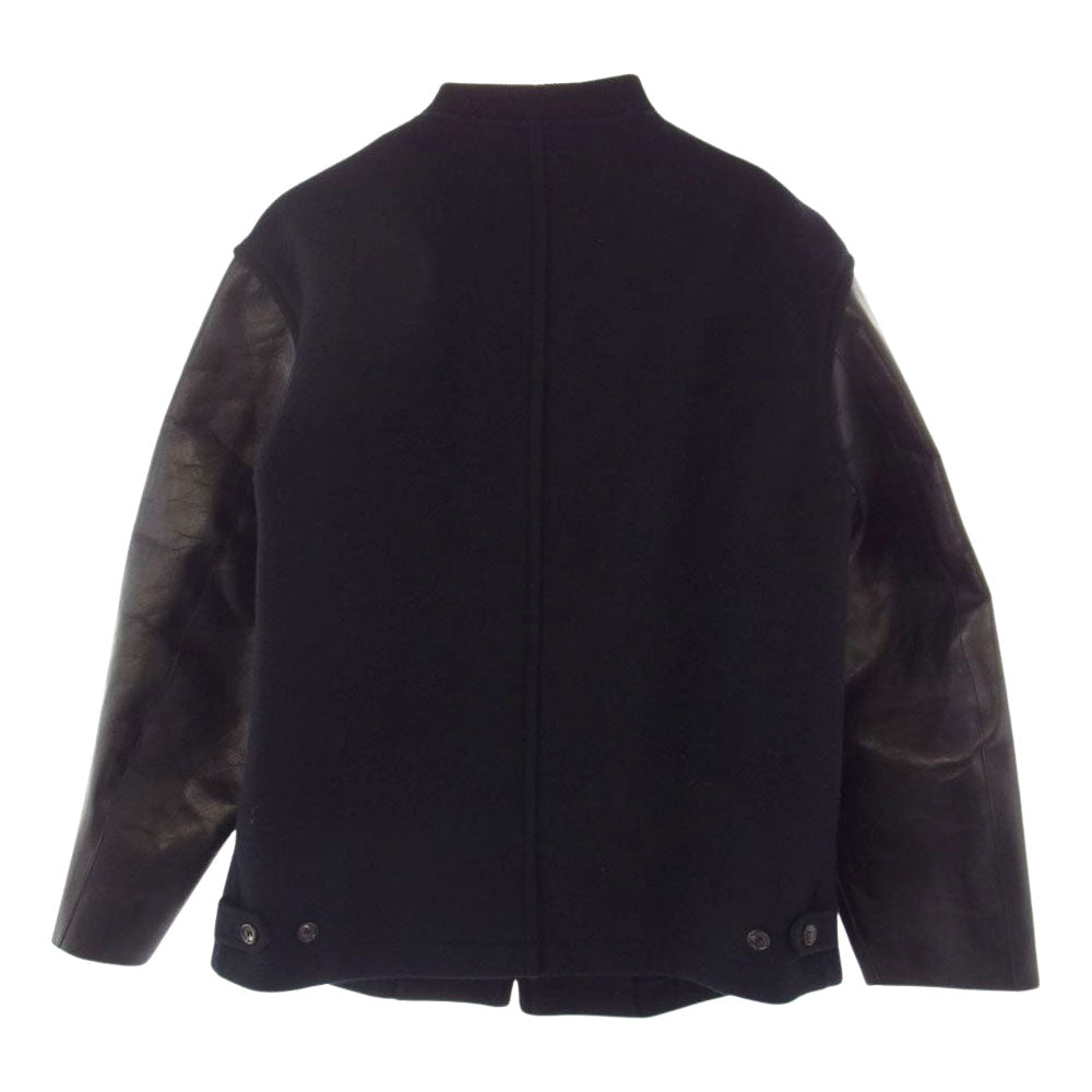 COMME des GARCONS HOMME コムデギャルソンオム AD1995 ヴィンテージ 90s 袖レザー切替 フルジップ ウール スタジャン ジャケット ブラック系【中古】