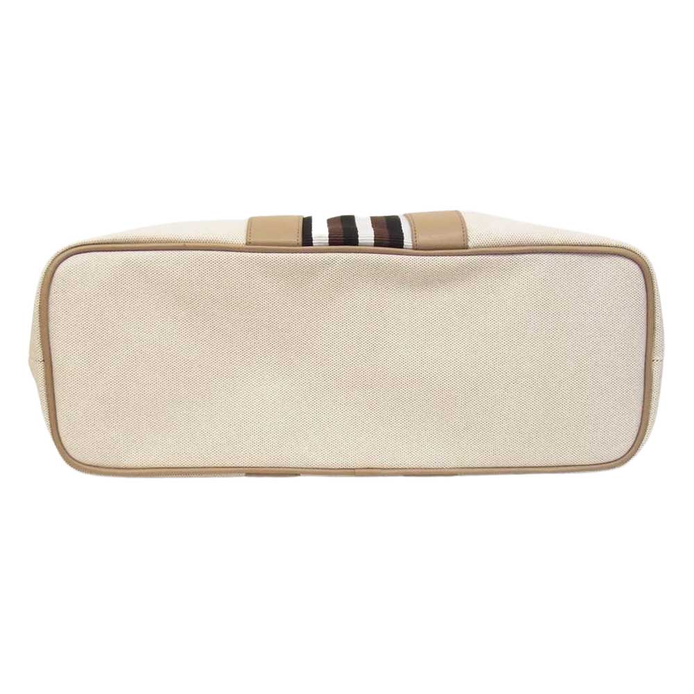 クラウディ キャンバス レザー トート バッグ ベージュ系 L【新古品】【未使用】【中古】