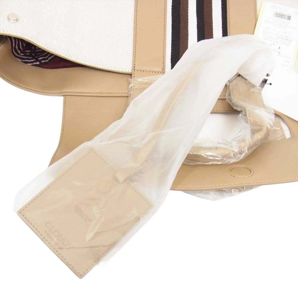 クラウディ キャンバス レザー トート バッグ ベージュ系 L【新古品】【未使用】【中古】