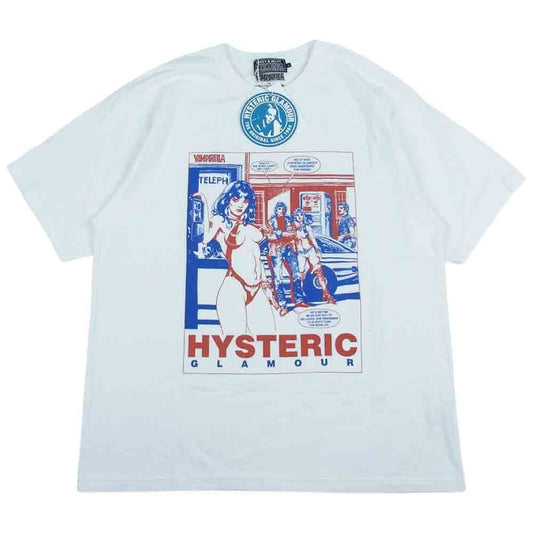 HYSTERIC GLAMOUR ヒステリックグラマー 22AW 02223CT11 VAMPIRELLA THE PHONE ヴァンピレラ ザ フォン クルーネック プリント 半袖 Tシャツ ホワイト系 L【美品】【中古】