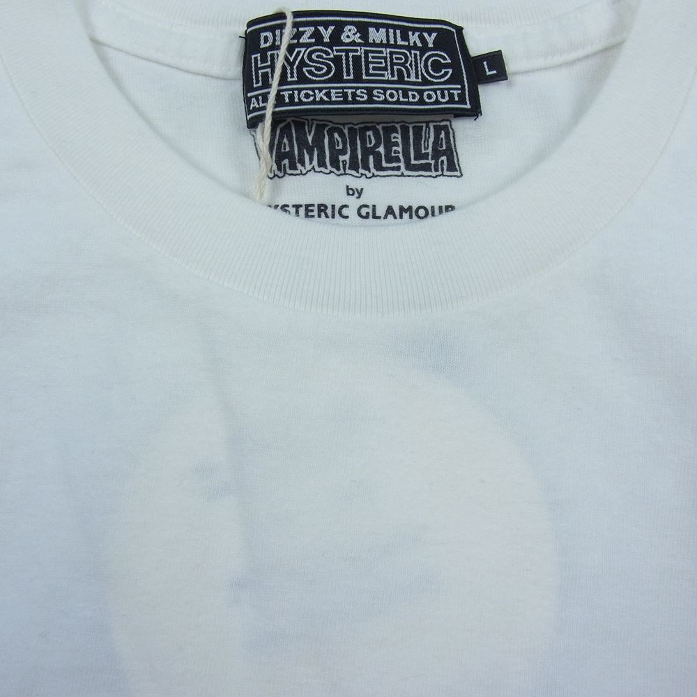 HYSTERIC GLAMOUR ヒステリックグラマー 22AW 02223CT11 VAMPIRELLA THE PHONE ヴァンピレラ ザ フォン クルーネック プリント 半袖 Tシャツ ホワイト系 L【美品】【中古】
