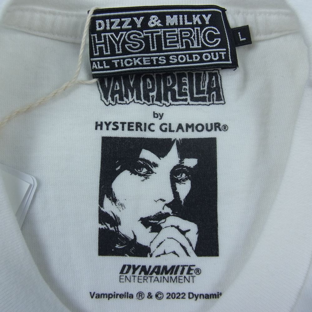 HYSTERIC GLAMOUR ヒステリックグラマー 22AW 02223CT11 VAMPIRELLA THE PHONE ヴァンピレラ ザ フォン クルーネック プリント 半袖 Tシャツ ホワイト系 L【美品】【中古】