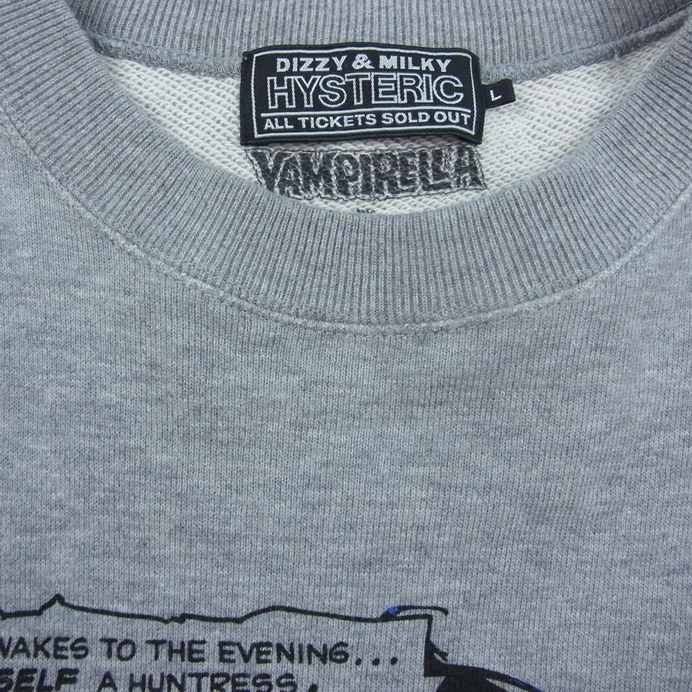 HYSTERIC GLAMOUR ヒステリックグラマー 22AW 02223CS14 VAMPIRELLA THE HUNTRESS ヴァンピレラ ザ ハントレス クルーネック スウェット グレー系 L【中古】