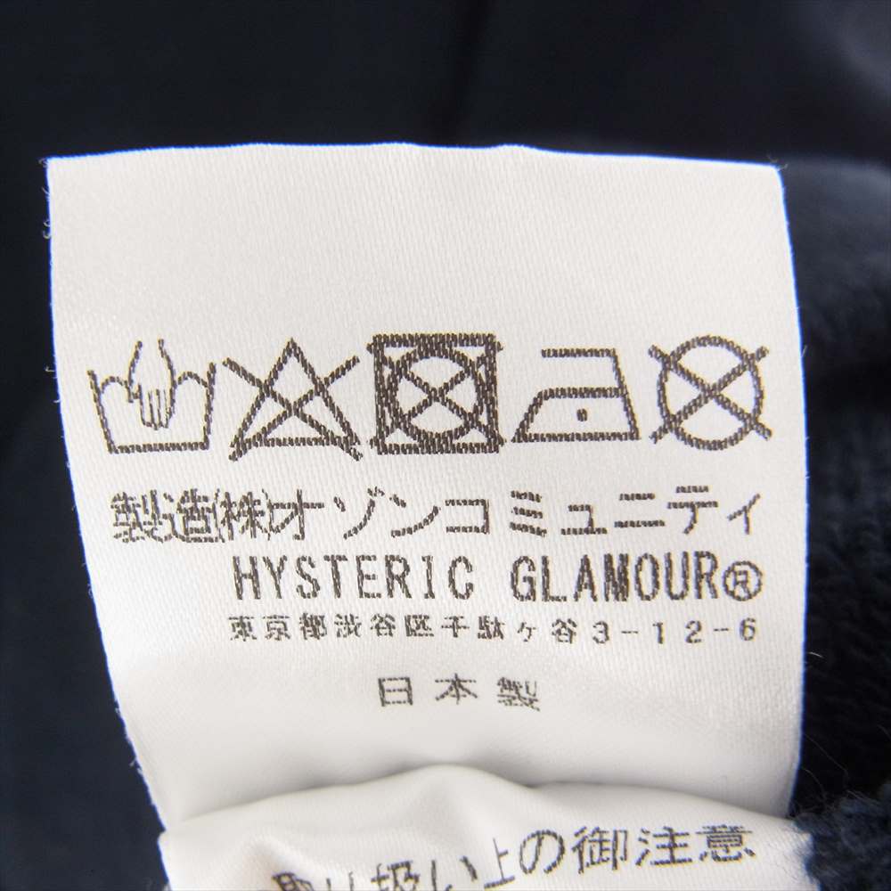 HYSTERIC GLAMOUR ヒステリックグラマー 22AW 02223CF06 VIVA1984 ビバ フロッキー ロゴ バックプリント スウェット パーカー ネイビー系 L【中古】