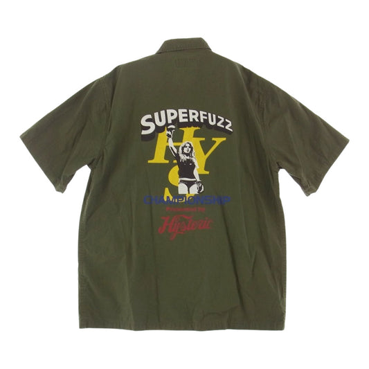 HYSTERIC GLAMOUR ヒステリックグラマー 22SS 02222AH02 HYS CHAMPIONSHIP SUPERFUZZ チャンピオンシップ フィールド アーミー 半袖 シャツ  カーキ系 M【中古】