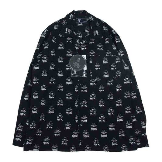 HYSTERIC GLAMOUR ヒステリックグラマー 22AW 06223AH01 THEE HYSTERIC XXX SIENA BARNES SKULL ROCK シエナ バーンズ スカル ロック オープン カラー シャツ ブラック系 M【極上美品】【中古】