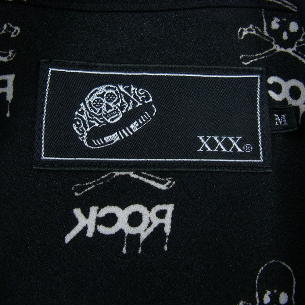 HYSTERIC GLAMOUR ヒステリックグラマー 22AW 06223AH01 THEE HYSTERIC XXX SIENA BARNES SKULL ROCK シエナ バーンズ スカル ロック オープン カラー シャツ ブラック系 M【極上美品】【中古】