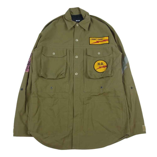 HYSTERIC GLAMOUR ヒステリックグラマー 22SS 02221AB07 HOT CLIMATE SHIRT JACKET ArkAir アークエアー コーデュラリップストップ ホット クライメント シャツ ジャケット カーキ系 M【中古】